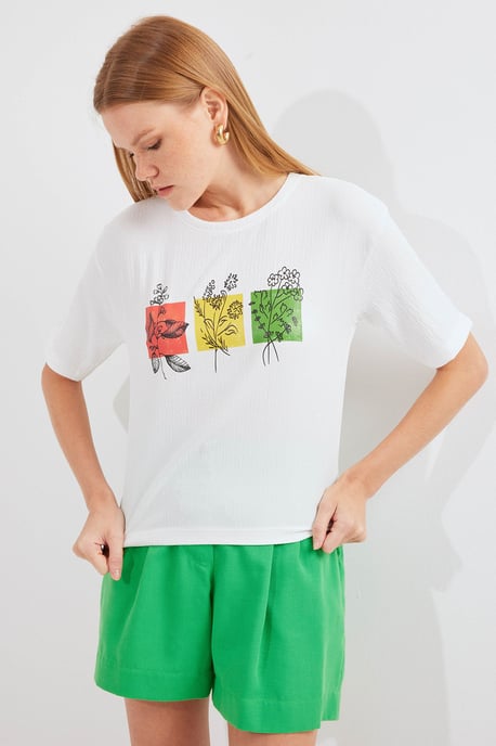 Tryckt T-shirt med rund hals - Image 3