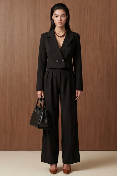 Geknoopte Jas en Plissé Broek Twee-Delige Set - Image 6