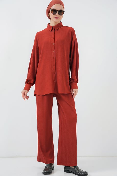 Gestructureerde Brei Co-Ord Set met Kraag - Image 4
