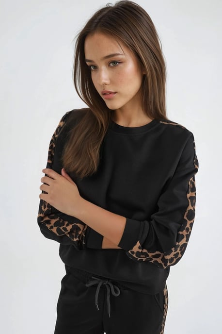 Leopardmönstrad hög midja tvådelad set - Image 4