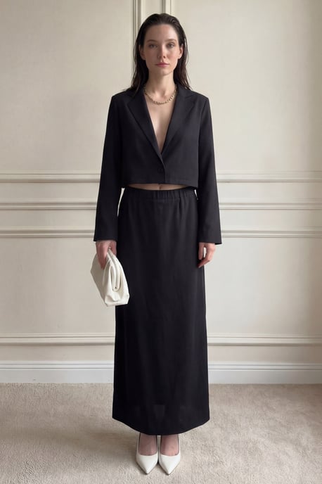 Langsleeve Knoop Shirt & Maxi Rok Twee Delige Set - Image 4