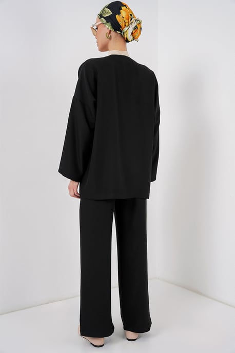 V-Neck Cardigan and Wide Leg Pants Set - Image 6