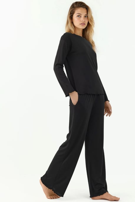Mysig Avslappnad Passform Långärmad Pyjamas Set - Image 3