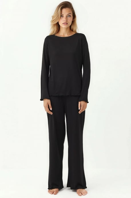 Mysig Avslappnad Passform Långärmad Pyjamas Set - Image 6