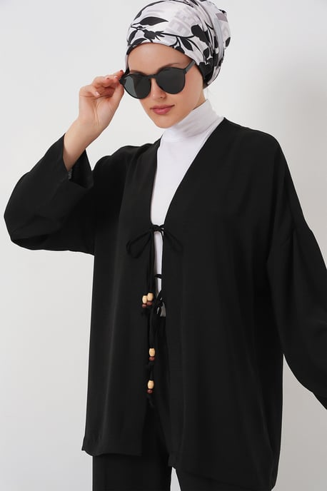 Textuur V-Hals Lange Cardigan en Broek Set - Image 2