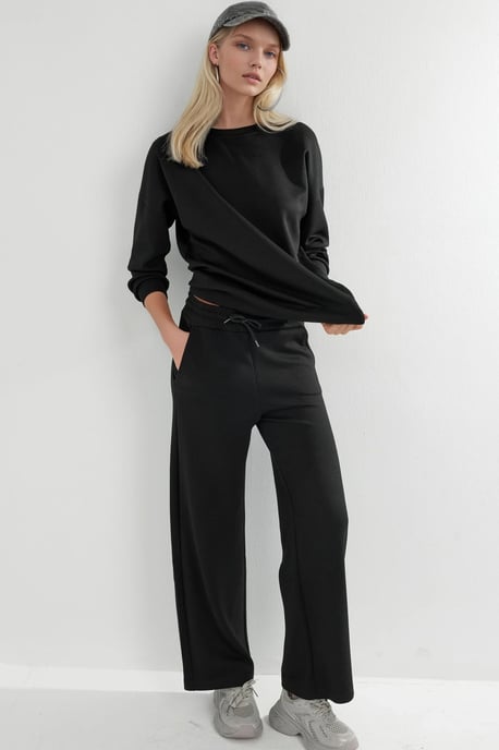 Modal Touch Trui met Ronde Hals & Wijde Pantalon Twee-Delige Set - Image 2