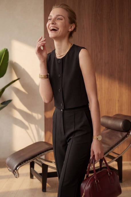Crew Neck Crop Top & Hoge Taille Broek Twee-Stuks Set - Image 2