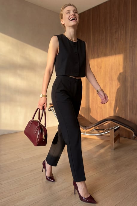 Crew Neck Crop Top & Hoge Taille Broek Twee-Stuks Set - Image 6