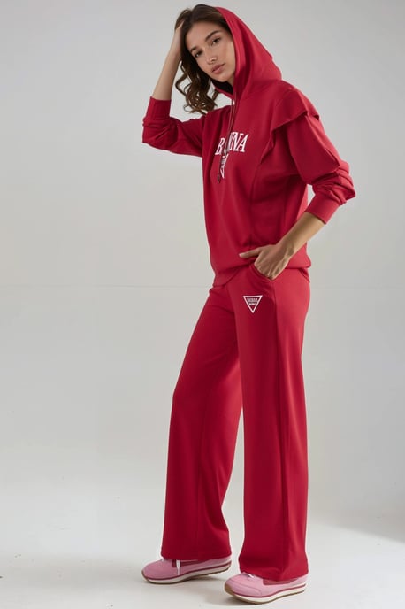 Modal Touch Embroidered Hooded Two-Piece Set - Image 2