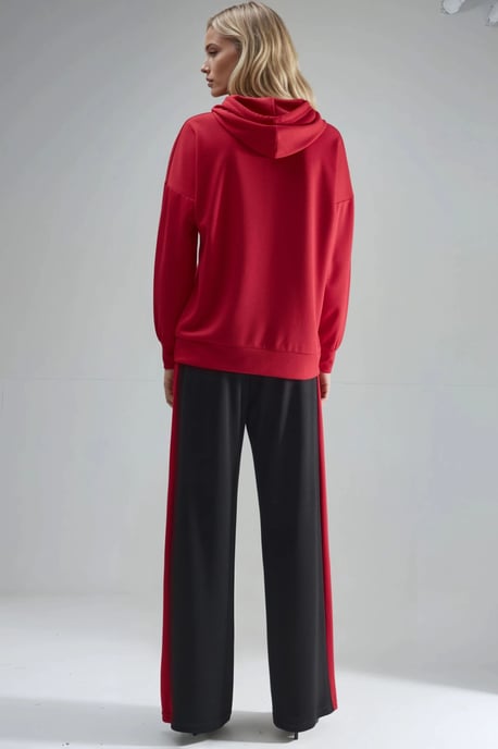 Modal Touch Hooded Sweatshirt & Stripe Detailed Pants Set - Image 3