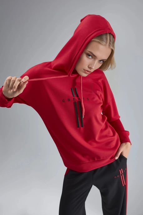 Modal Touch Hooded Sweatshirt & Stripe Detailed Pants Set - Image 4