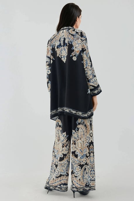 Geprinte Hoge Taille Kimono-Broek Co-ord Set - Image 2