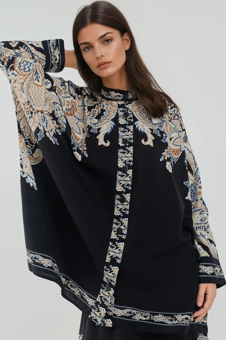 Geprinte Hoge Taille Kimono-Broek Co-ord Set - Image 6