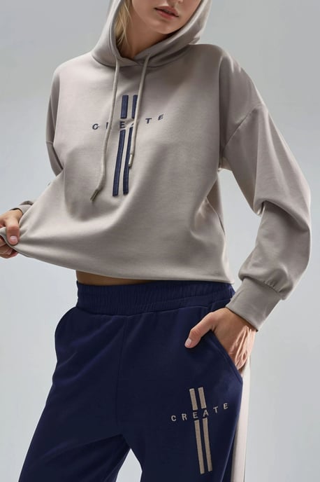 Modal Touch Hette Sweatshirt & Randig Detaljerad Byxset - Image 6