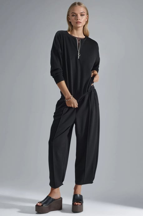 Modal Touch Zipper Collar Two-Piece Set - Image 1