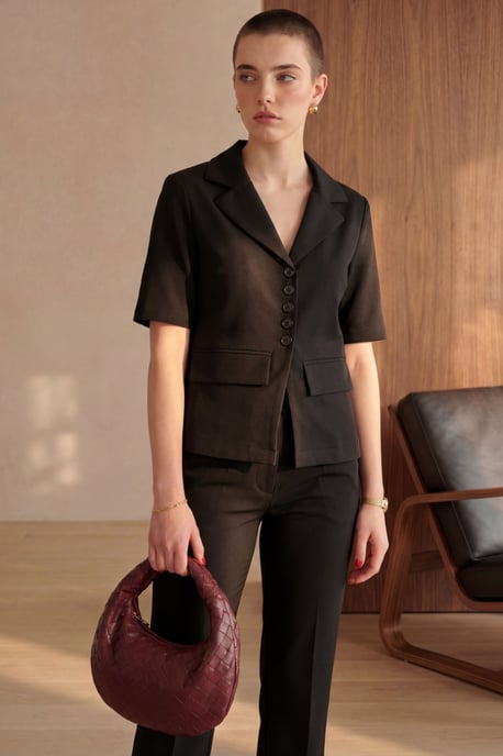 Geknoopte Korte Mouwen Jas & Broek Tweeledige Set - Image 4