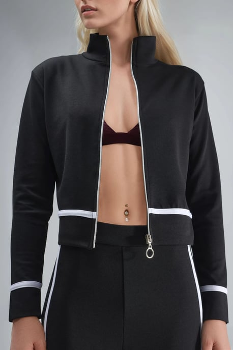 Modal Touch Zippered Sweatshirt & Flare Pants Two-Piece Set - Image 6
