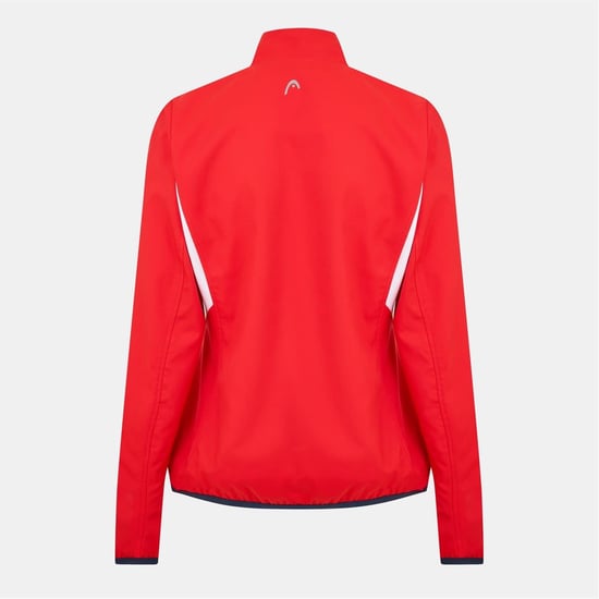 Women's Head Club Solid Patterned Full Zipper Track Jacket with Logo in Red - Image 2