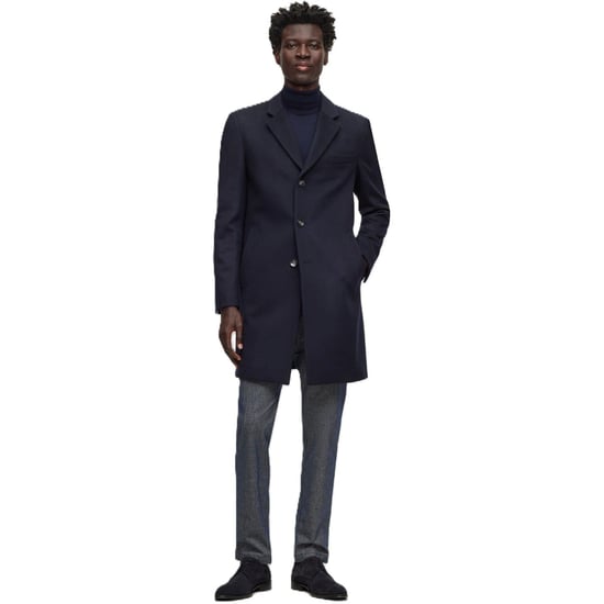 Men's Boss Hyde Tailored Fit Long Formal Coat in Blue - Image 1