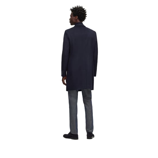 Men's Boss Hyde Tailored Fit Long Formal Coat in Blue - Image 2