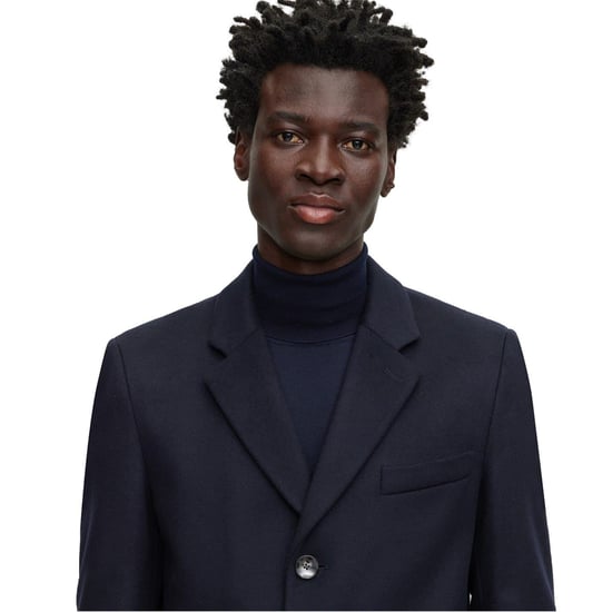 Men's Boss Hyde Tailored Fit Long Formal Coat in Blue - Image 3