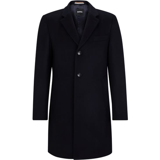 Men's Boss Hyde Tailored Fit Long Formal Coat in Blue - Image 4