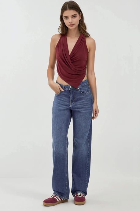 Gelaagde Halter Nek Mouwloos Crop Top - Image 4