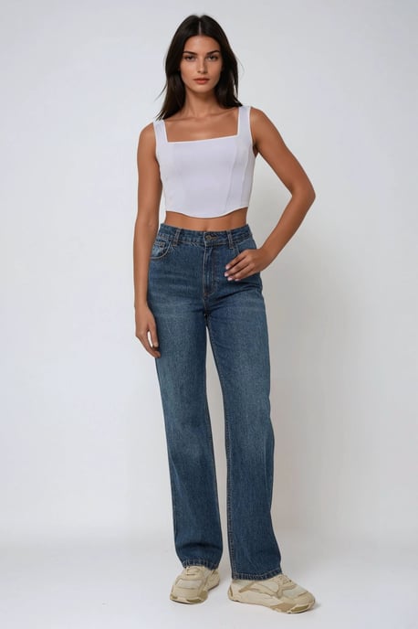 Vierkante Hals Aansluitende Crop Top - Image 2