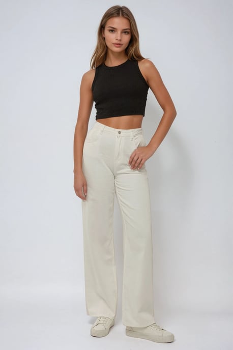 Ribbelgebreide Mouwloze Cropped Top met Ronde Hals - Image 2