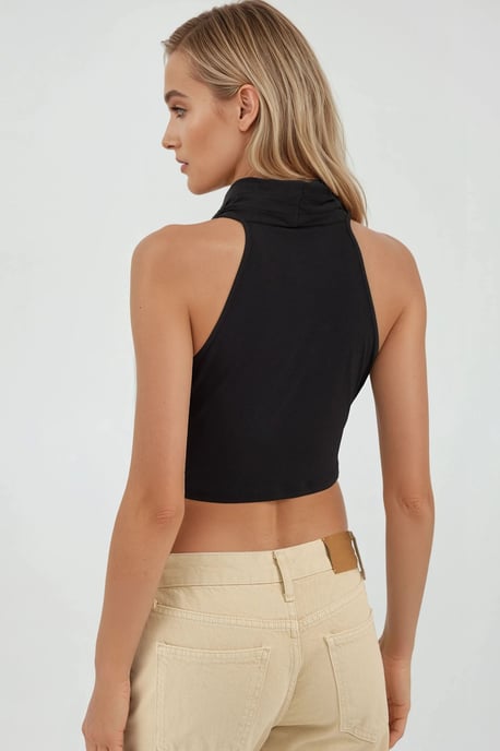 Gelaagde Cowl Nek Mouwloze Crop Top - Image 3
