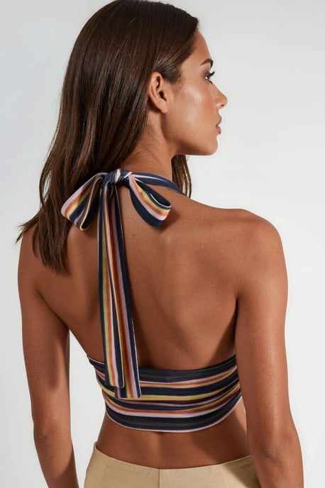 Gestreepte Halter Rimpel Croptop - Image 3