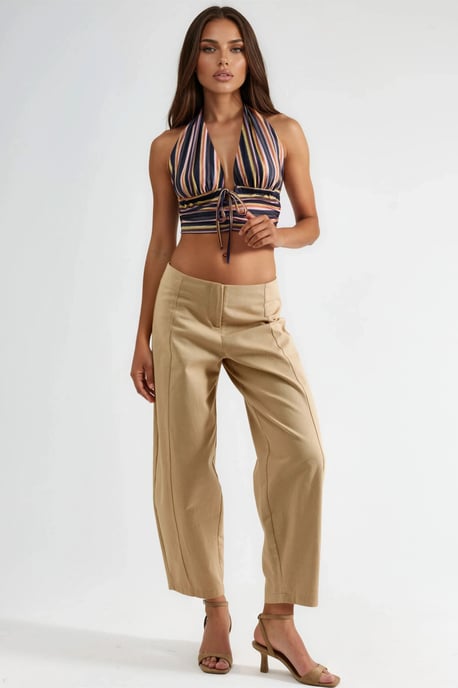 Gestreepte Halter Rimpel Croptop - Image 4