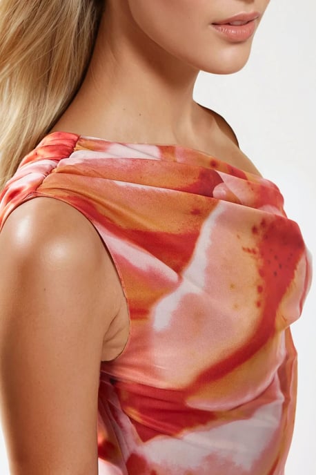 Abstrakt Mönster Asymmetrisk Fitted Cropped Topp - Image 4