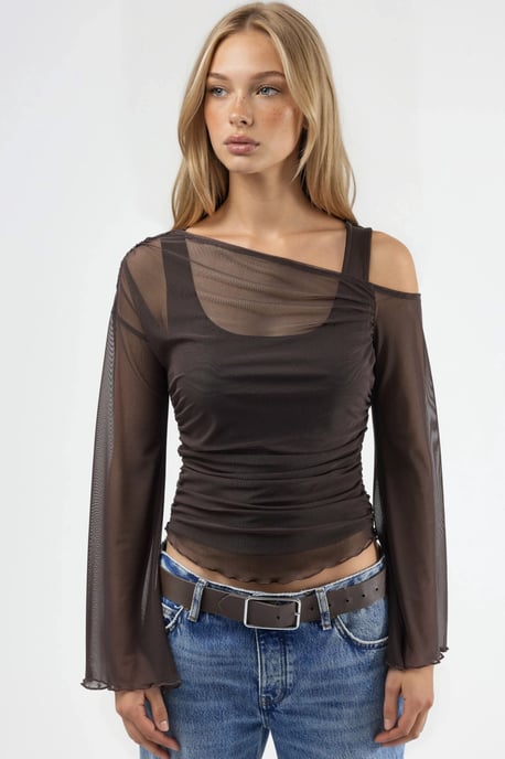 Asymmetrische Kraag Aansluitend Crop Top - Image 6