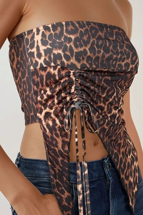 Leopardprint Strapless Getailleerde Geprinte Croptop - Image 4