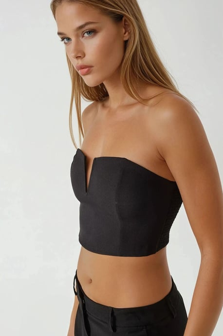 Strapless Aansluitende Crop Top met Achterste Rimpeling - Image 6