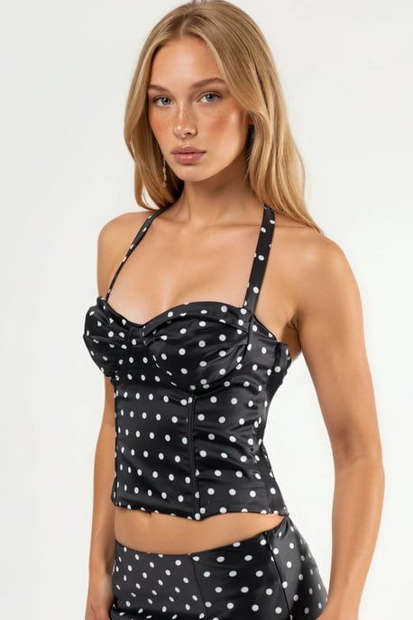 Hjärta Krage Prickig Crop Top - Image 1