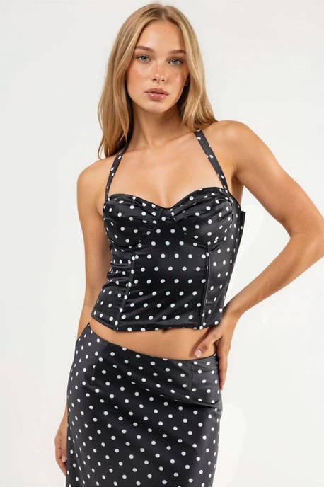 Hjärta Krage Prickig Crop Top - Image 2