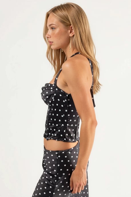 Hjärta Krage Prickig Crop Top - Image 3