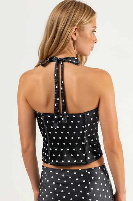 Hjärta Krage Prickig Crop Top - Image 4