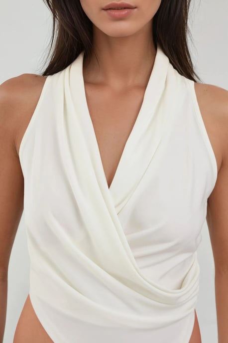 Gevouwen Cowl Neck Mouwloze Croptop - Image 2