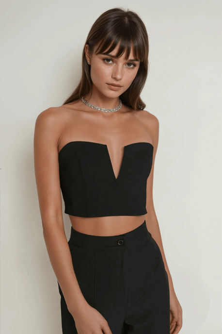 Strapless Fitted Crop Top - Image 1