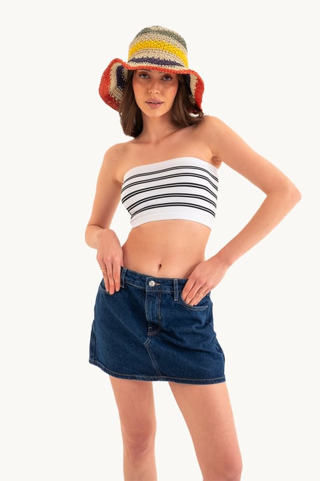 Randig Off-Shoulder Crop Top - Image 1