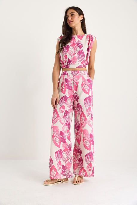 Bloemenprint Crop Top en Wijde Broek Set - Image 4
