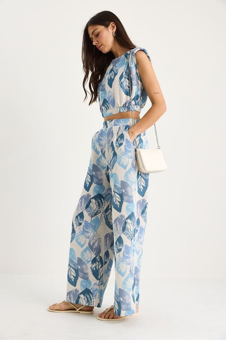 Bloemenprint Crop Top en Wijde Broek Set - Image 4