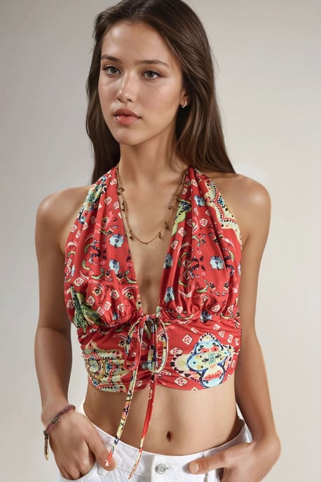 Patroon Rimpel Crop Top - Image 1