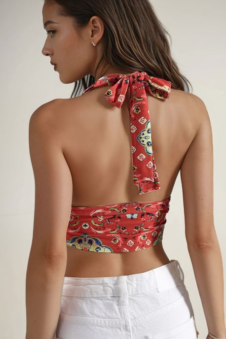Patroon Rimpel Crop Top - Image 3
