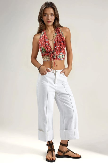 Patroon Rimpel Crop Top - Image 4