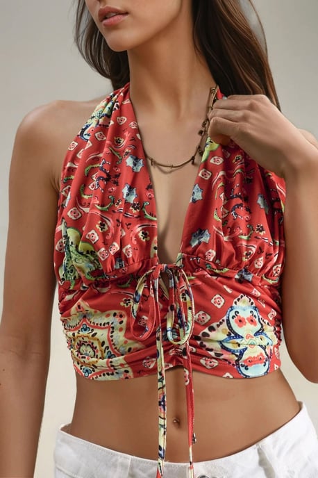 Patroon Rimpel Crop Top - Image 5