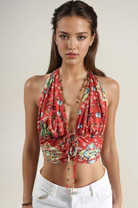 Patroon Rimpel Crop Top - Image 6